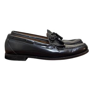 L.L. Bean Tassel Kiltie Loafers Black Leather Slip On Dress Shoes. Men’s 12 D